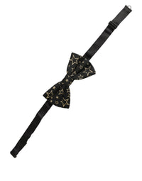 Dolce & Gabbana Dolce & Gabbana Men Black Star 100% Silk Adjustable Neck Papillon Bow Men's Tie