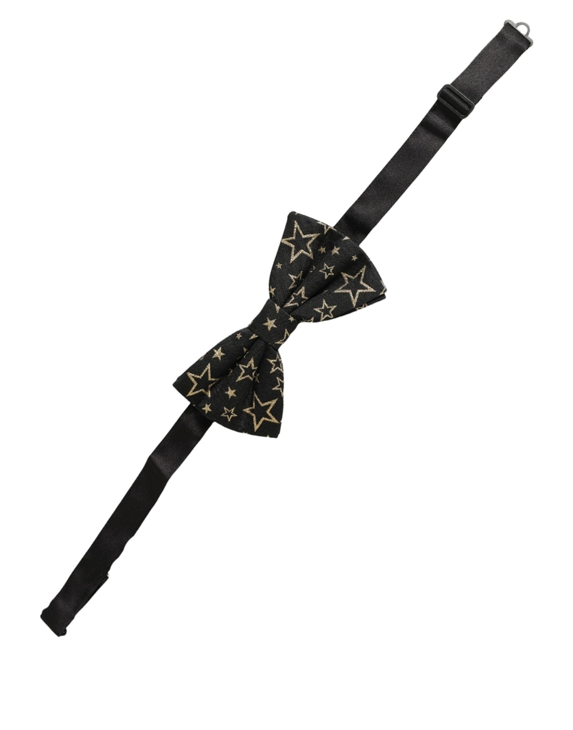 Dolce & Gabbana Dolce & Gabbana Men Black Star 100% Silk Adjustable Neck Papillon Bow Men's Tie