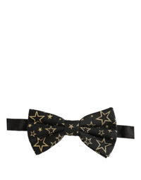 Dolce & Gabbana Dolce & Gabbana Men Black Star 100% Silk Adjustable Neck Papillon Bow Men's Tie