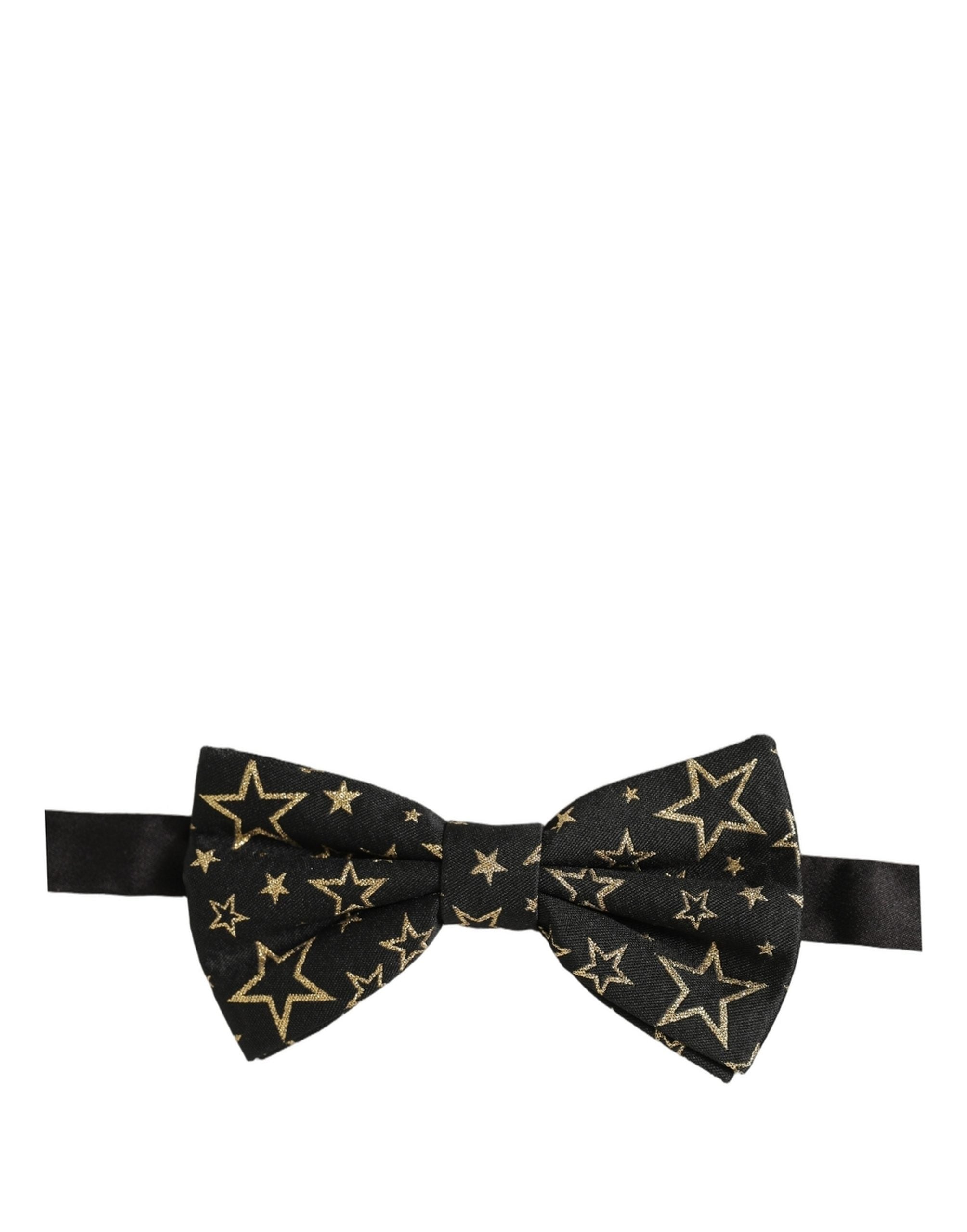 Dolce & Gabbana Dolce & Gabbana Men Black Star 100% Silk Adjustable Neck Papillon Bow Men's Tie