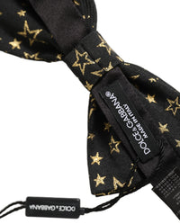 Dolce & Gabbana Dolce & Gabbana Men Black Star 100% Silk Adjustable Neck Papillon Bow Men's Tie