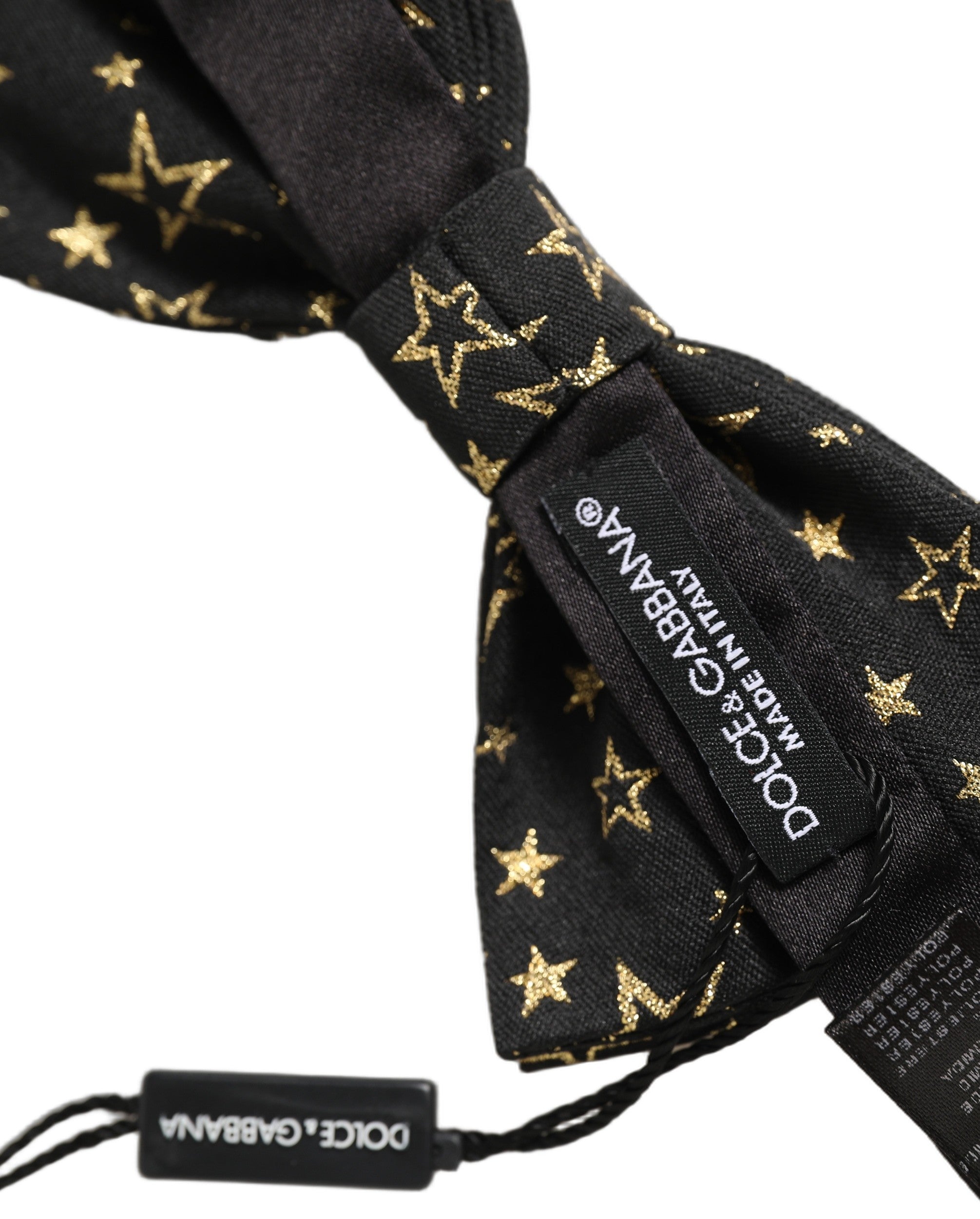 Dolce & Gabbana Dolce & Gabbana Men Black Star 100% Silk Adjustable Neck Papillon Bow Men's Tie