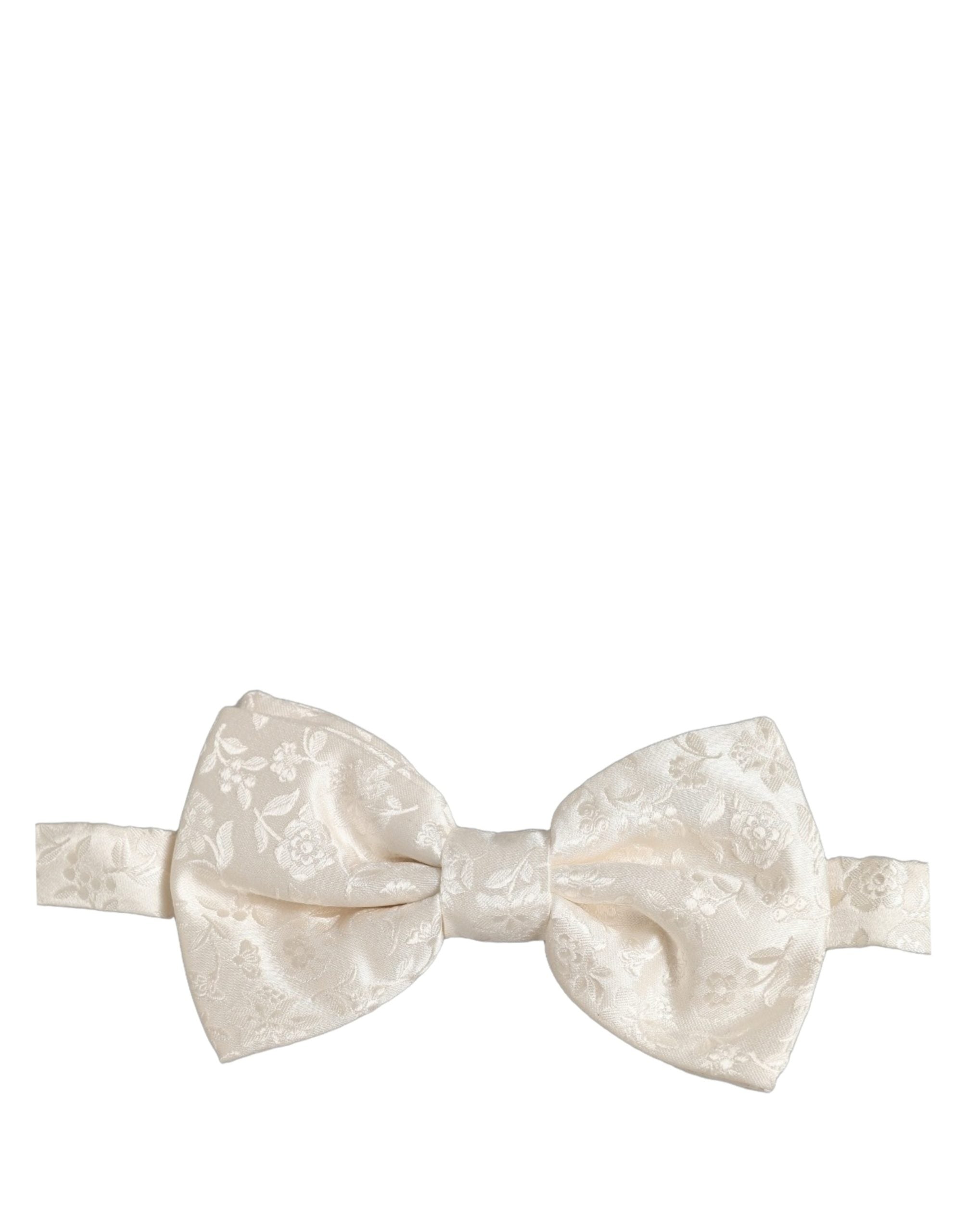 Dolce & Gabbana Dolce & Gabbana Men White Floral Silk Adjustable Neck Papillon Men's BowTie