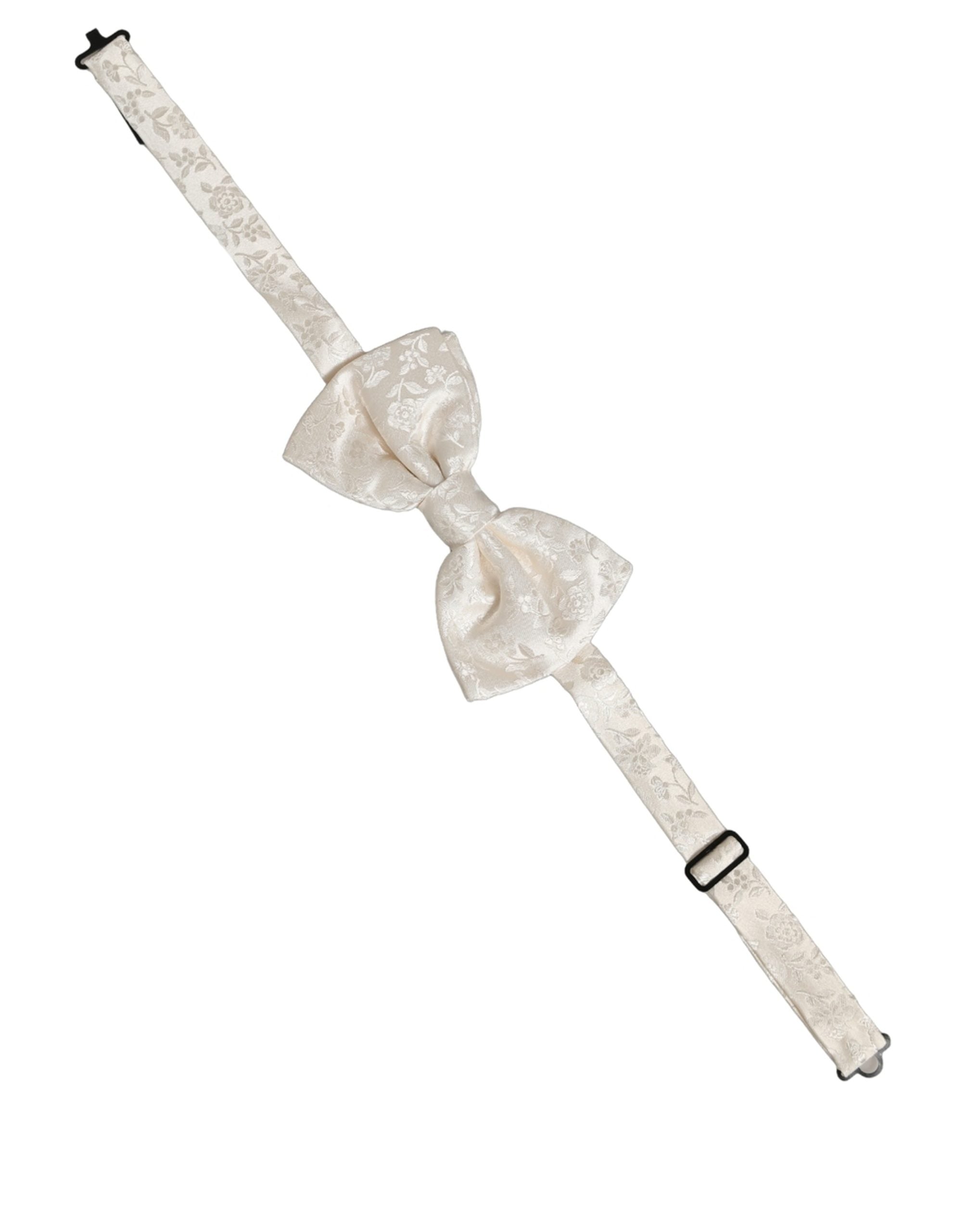 Dolce & Gabbana Dolce & Gabbana Men White Floral Silk Adjustable Neck Papillon Men's BowTie