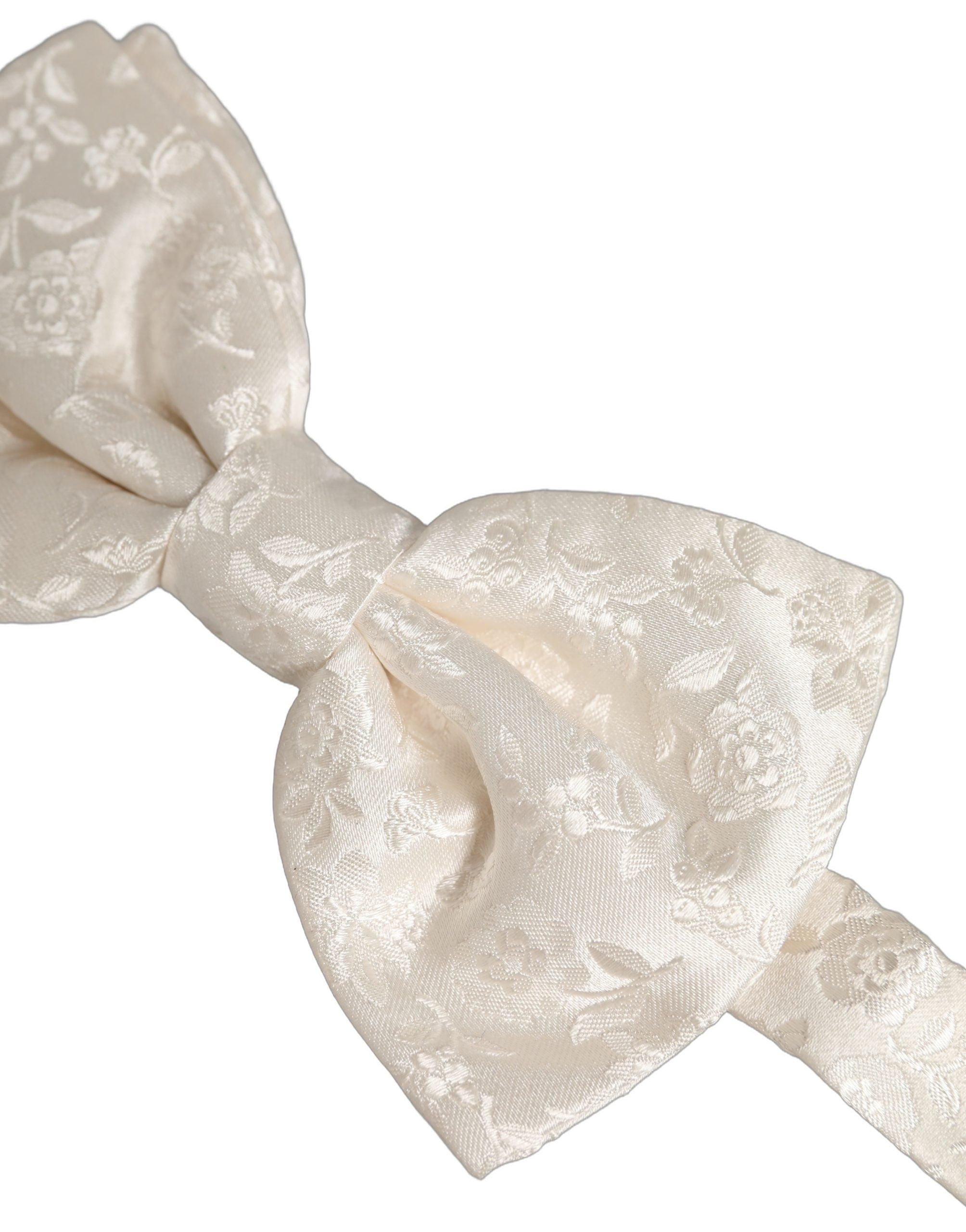 Dolce & Gabbana Dolce & Gabbana Men White Floral Silk Adjustable Neck Papillon Men's BowTie
