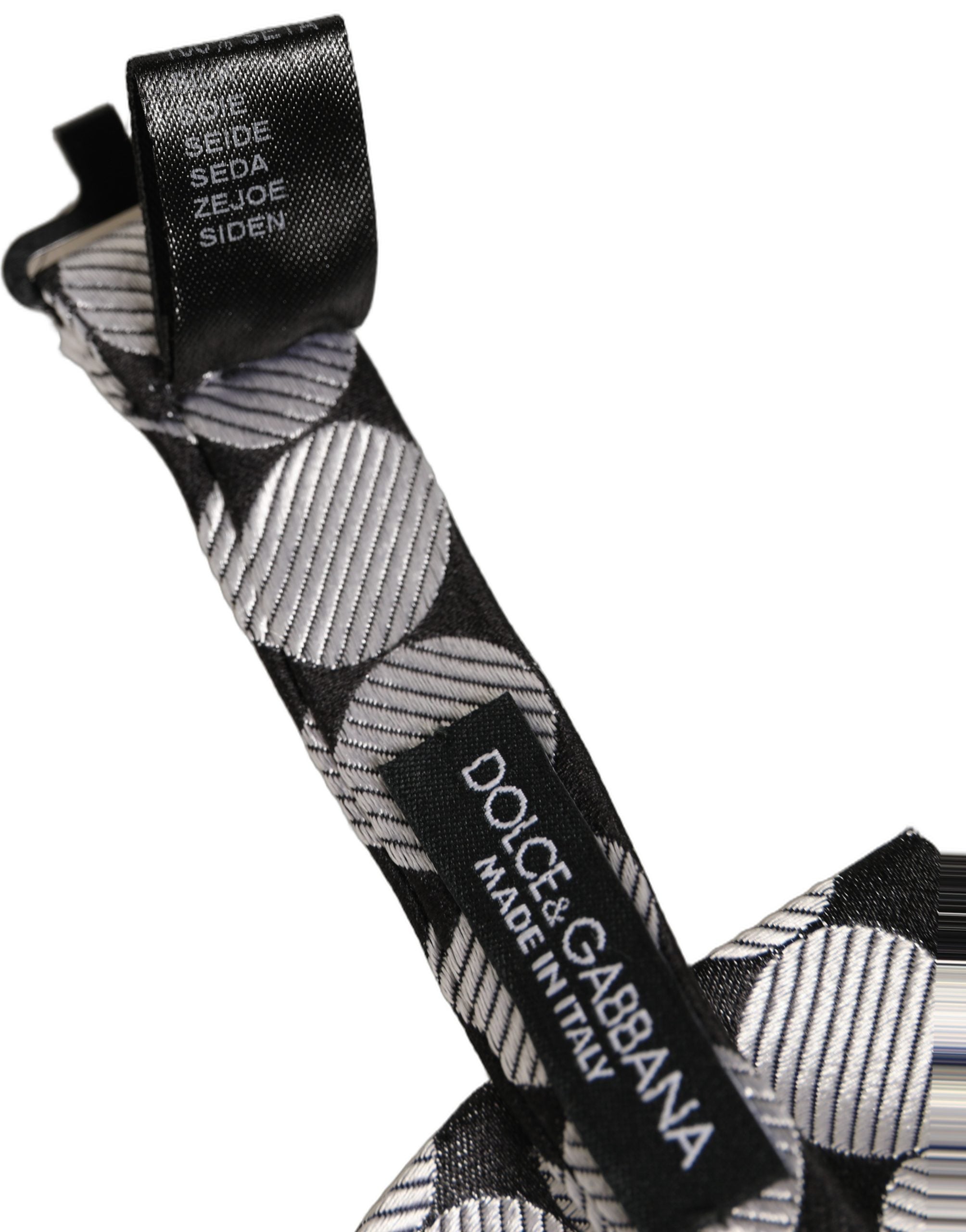 Dolce & Gabbana Dolce & Gabbana Men Black Silver Circles Adjustable Neck Papillon Bow Men's Tie