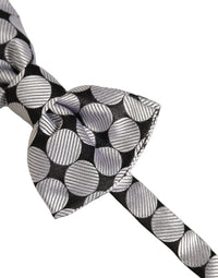Dolce & Gabbana Dolce & Gabbana Men Black Silver Circles Adjustable Neck Papillon Bow Men's Tie