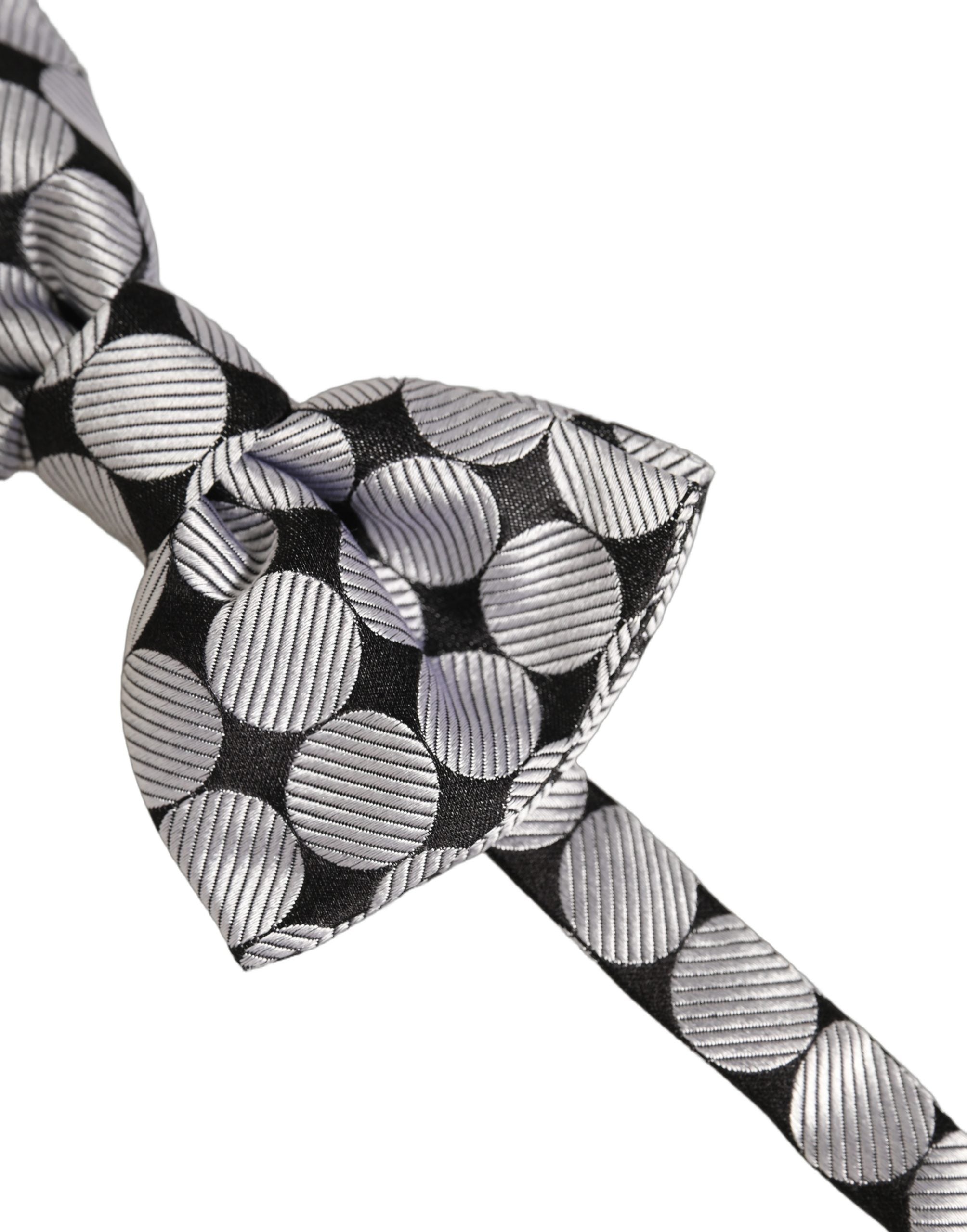 Dolce & Gabbana Dolce & Gabbana Men Black Silver Circles Adjustable Neck Papillon Bow Men's Tie