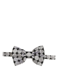 Dolce & Gabbana Dolce & Gabbana Men Black Silver Circles Adjustable Neck Papillon Bow Men's Tie