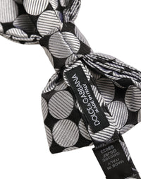 Dolce & Gabbana Dolce & Gabbana Men Black Silver Circles Adjustable Neck Papillon Bow Men's Tie