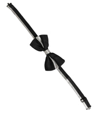 Dolce & Gabbana Dolce & Gabbana Black Silver 100% Silk Adjustable Neck Papillon Bow Men's Tie