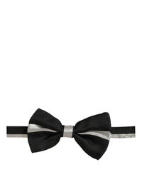 Dolce & Gabbana Dolce & Gabbana Black Silver 100% Silk Adjustable Neck Papillon Bow Men's Tie