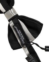 Dolce & Gabbana Dolce & Gabbana Black Silver 100% Silk Adjustable Neck Papillon Bow Men's Tie