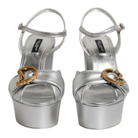 Dolce & Gabbana Dolce & Gabbana Silver Logo Ankle Strap Heels Sandals Women's Shoes