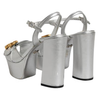 Dolce & Gabbana Dolce & Gabbana Silver Logo Ankle Strap Heels Sandals Women's Shoes