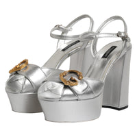 Dolce & Gabbana Dolce & Gabbana Silver Logo Ankle Strap Heels Sandals Women's Shoes