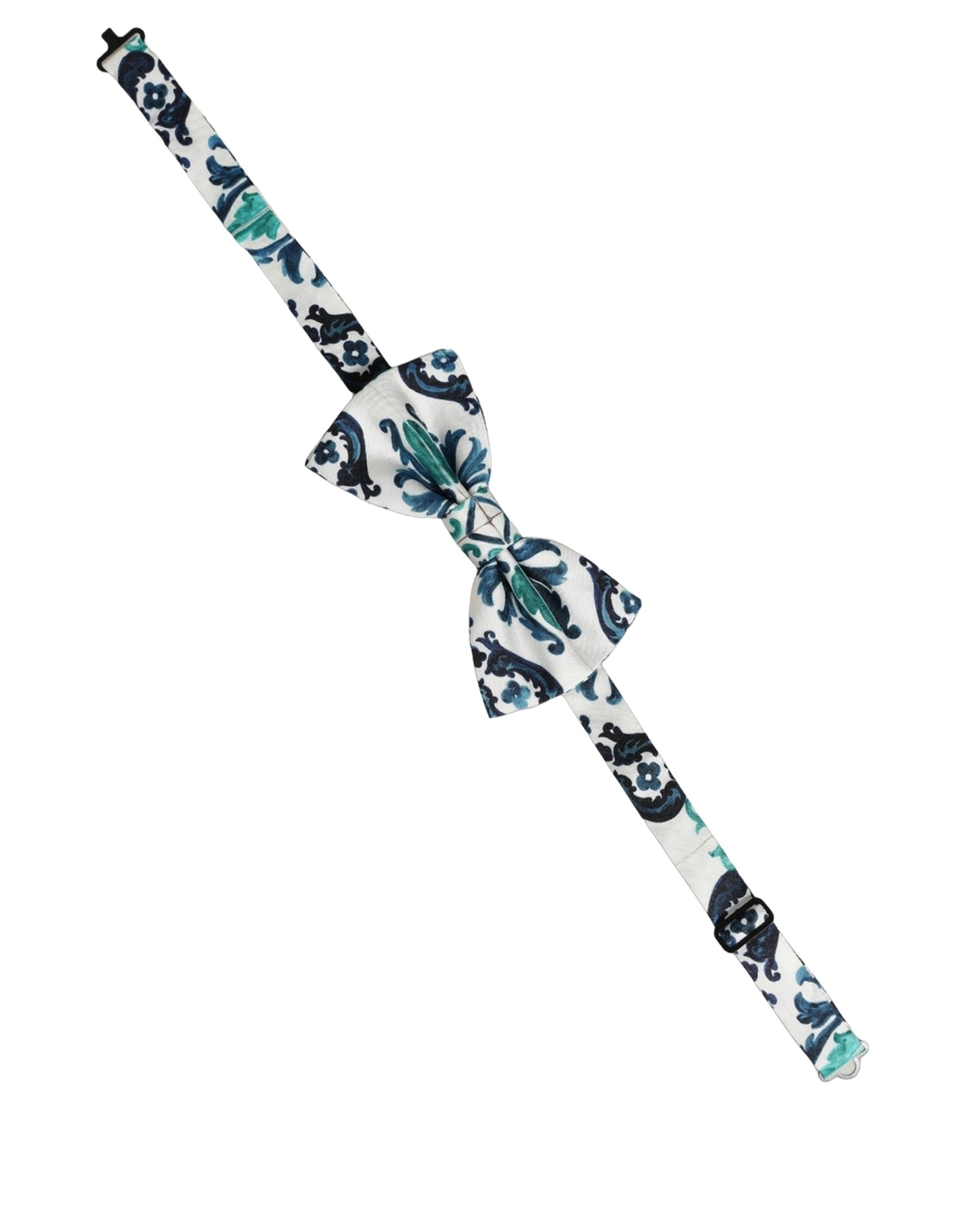 Dolce & Gabbana Dolce & Gabbana Men White Sicilian Silk Adjustable Neck Papillon Bow Men's Tie