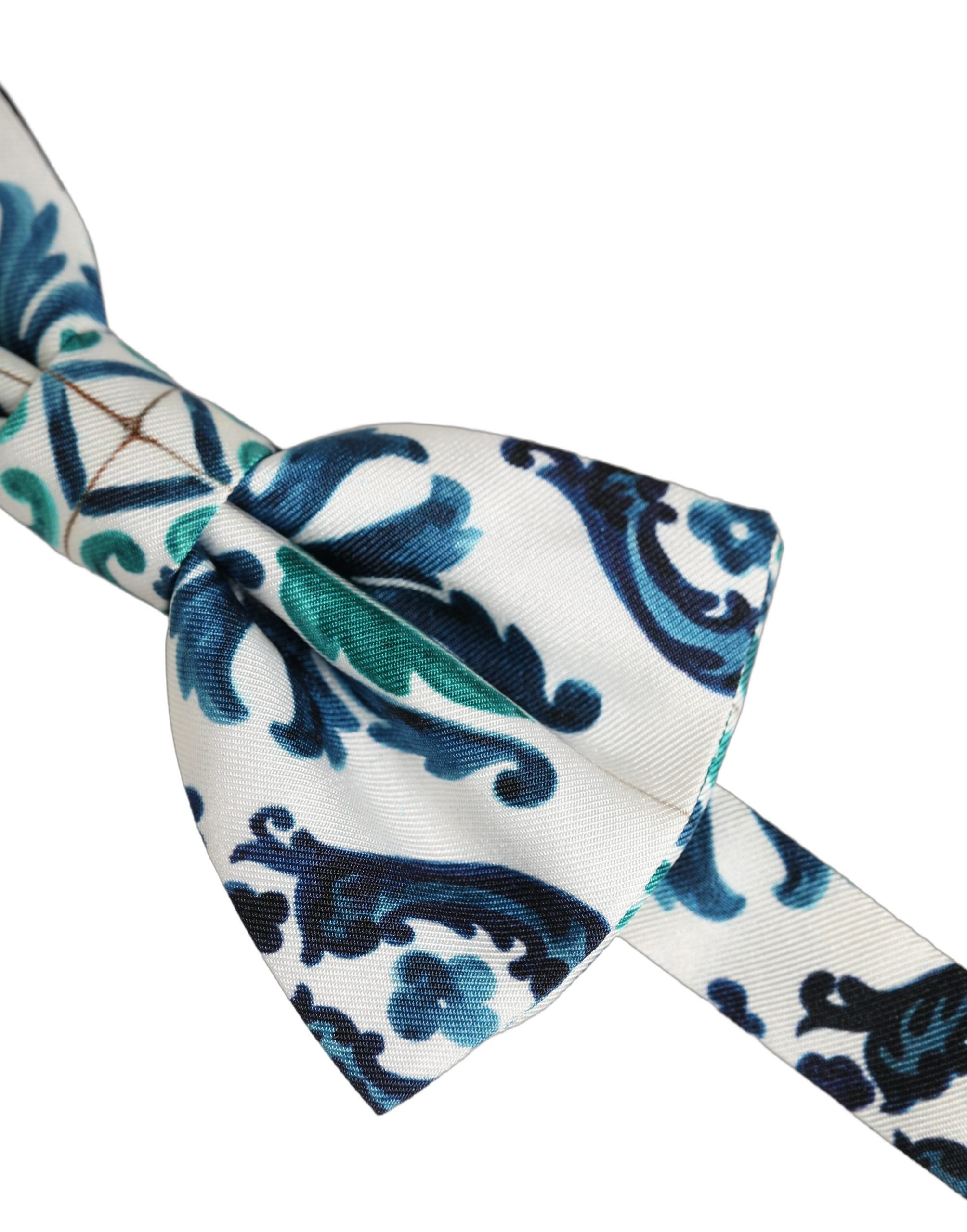 Dolce & Gabbana Dolce & Gabbana Men White Sicilian Silk Adjustable Neck Papillon Bow Men's Tie