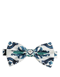 Dolce & Gabbana Dolce & Gabbana Men White Sicilian Silk Adjustable Neck Papillon Bow Men's Tie