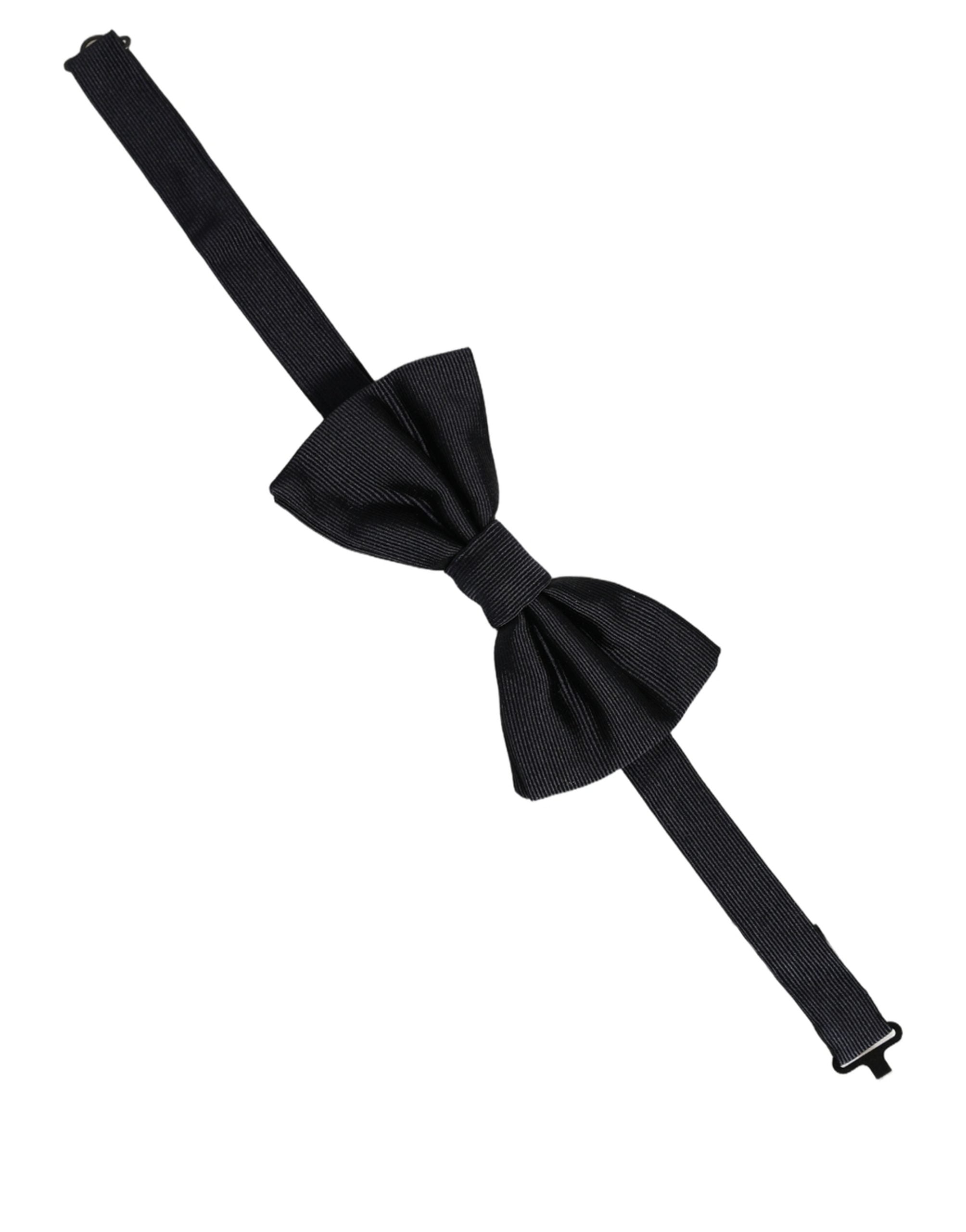 Dolce & Gabbana Dolce & Gabbana Men Black 100% Silk Adjustable Neck Papillon Bow Men's Tie