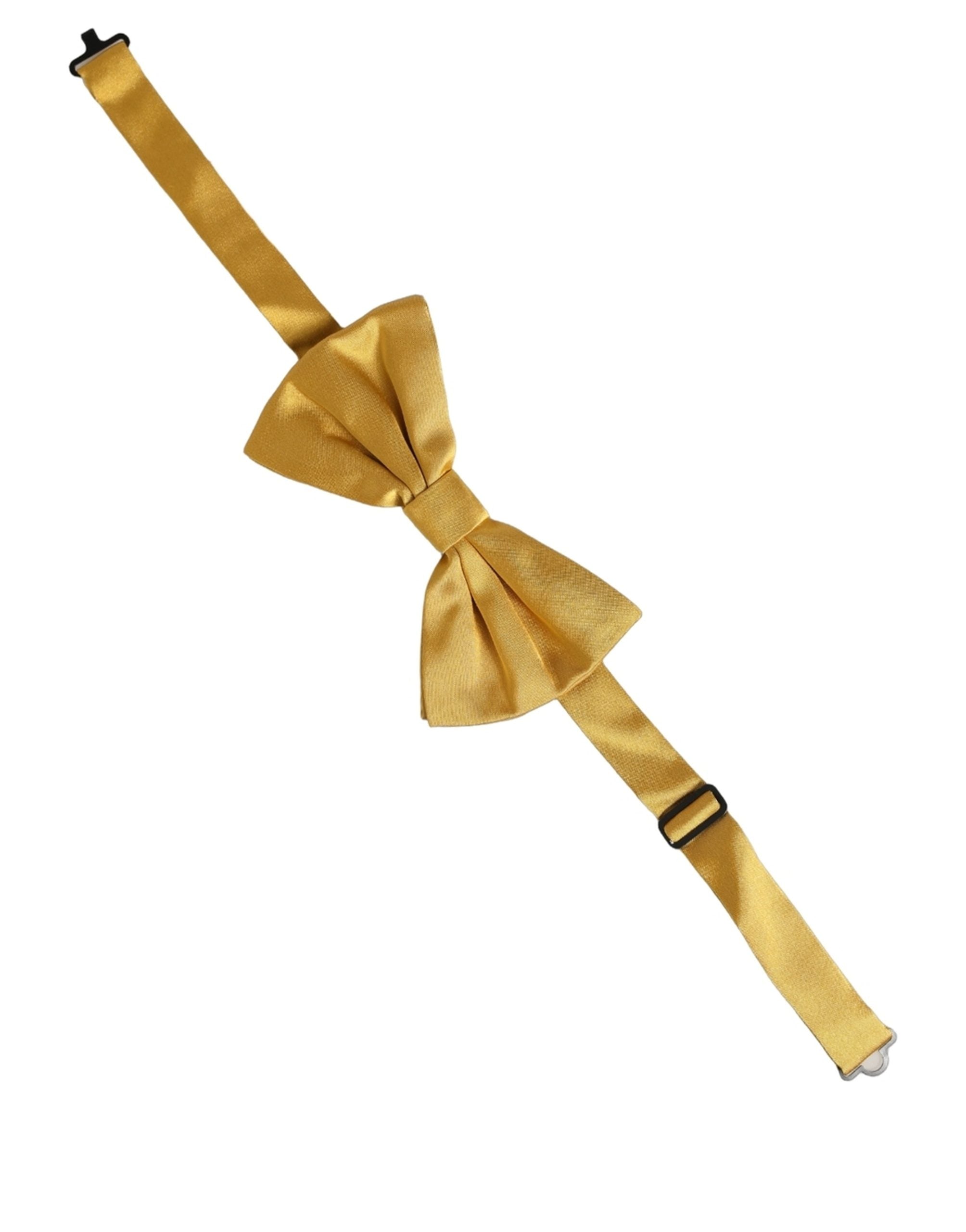 Dolce & Gabbana Dolce & Gabbana Men Yellow 100% Silk Adjustable Neck Papillon Bow Men's Tie