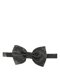 Dolce & Gabbana Dolce & Gabbana Men Metallic Black Silk Adjustable Neck Papillon Bow Men's Tie