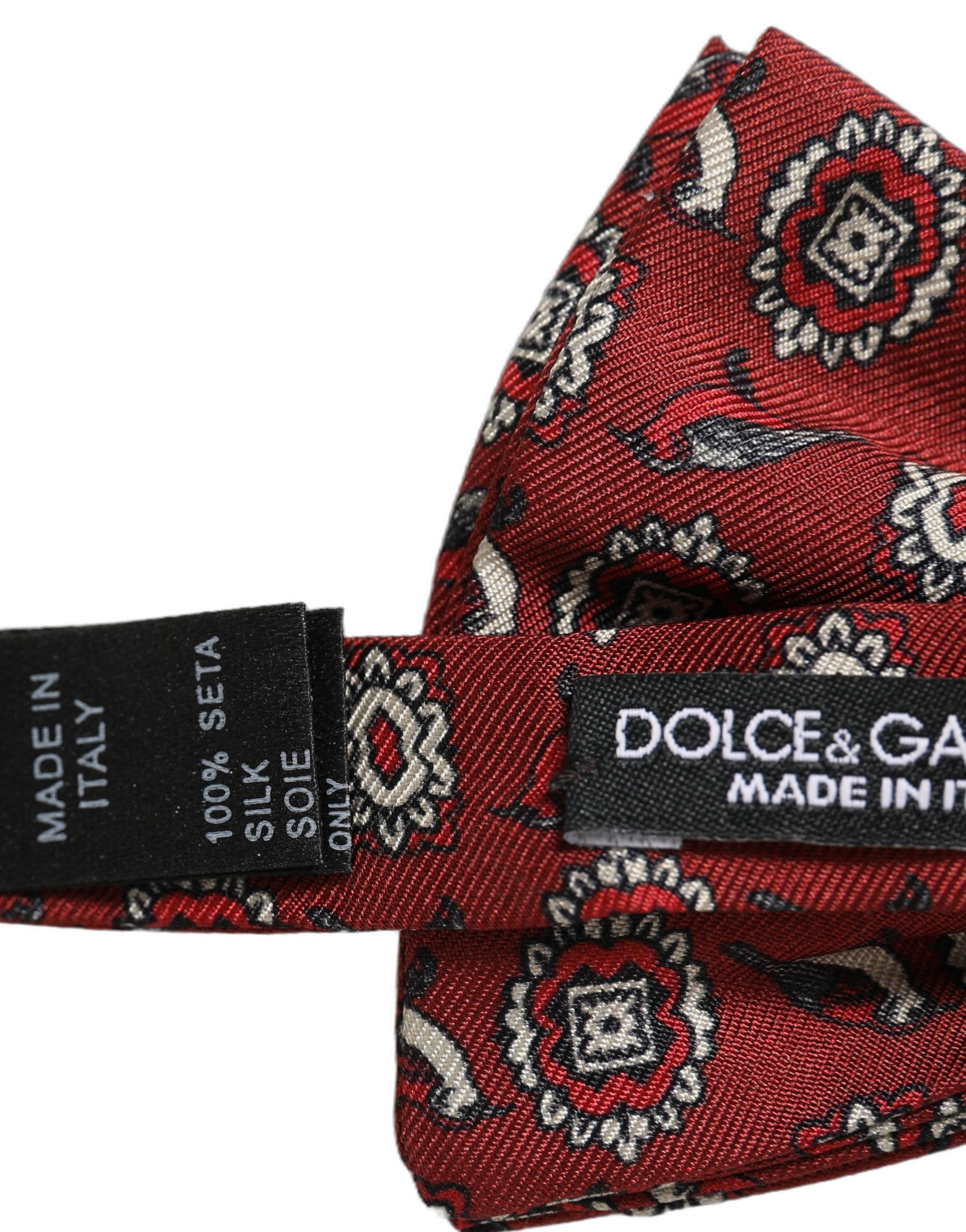 Dolce & Gabbana Dolce & Gabbana Men Bordeaux Floral Adjustable Neck Papillon Bow Men's Tie