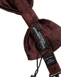 Dolce & Gabbana Dolce & Gabbana Burgundy Polka Dot Silk Adjustable Neck Papillon Bow Men's Tie