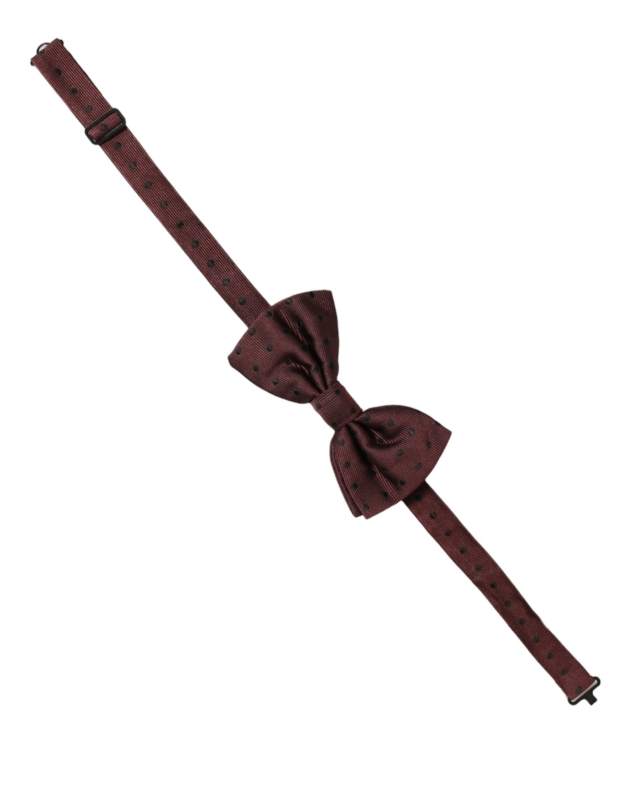 Dolce & Gabbana Dolce & Gabbana Burgundy Polka Dot Silk Adjustable Neck Papillon Bow Men's Tie