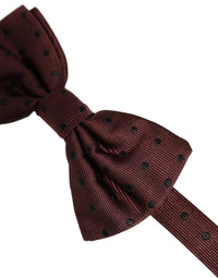 Dolce & Gabbana Dolce & Gabbana Burgundy Polka Dot Silk Adjustable Neck Papillon Bow Men's Tie