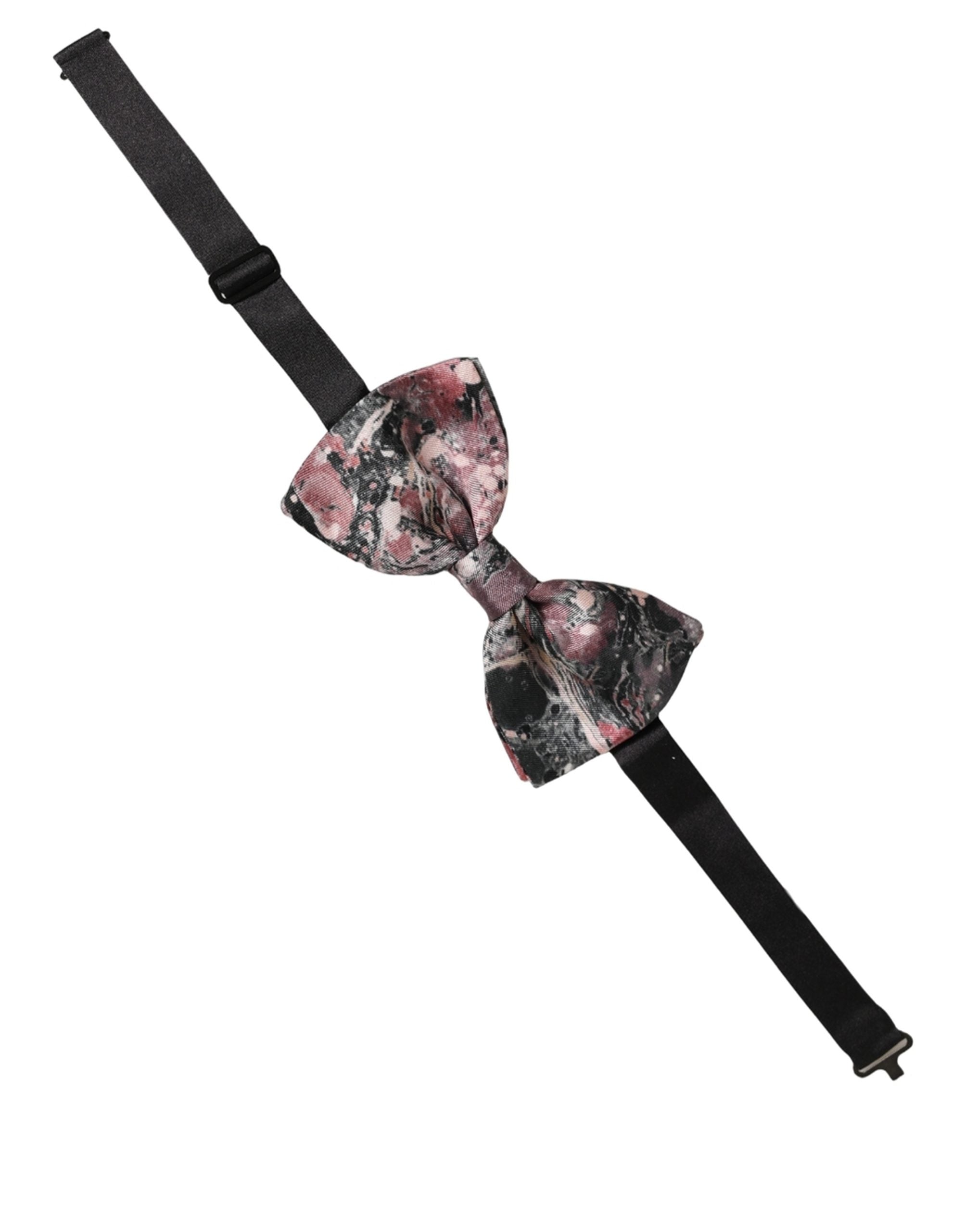 Dolce & Gabbana Dolce & Gabbana Multicolor Marble Silk Adjustable Neck Papillon Bow Men's Tie