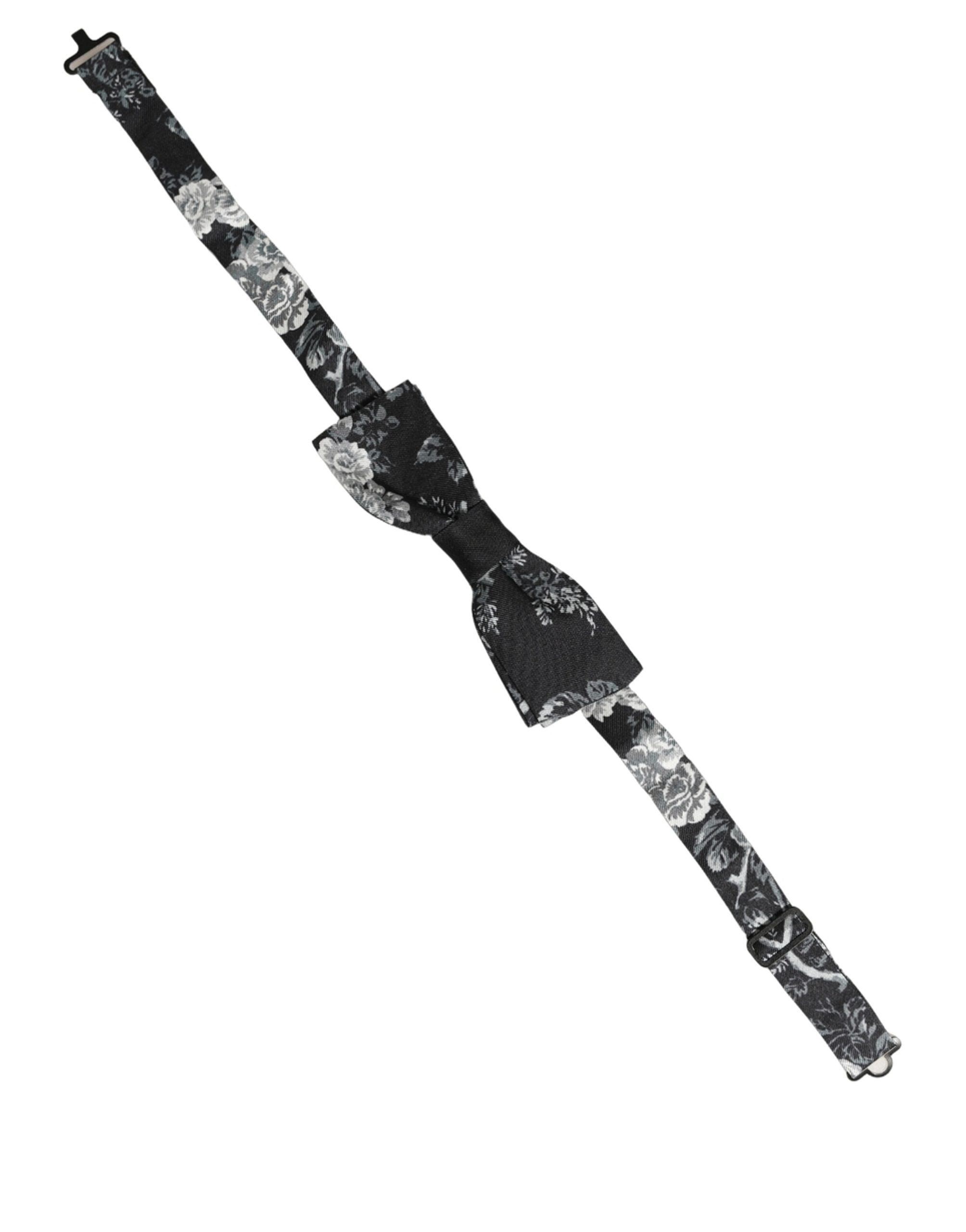Dolce & Gabbana Dolce & Gabbana Black Floral Silk Adjustable Neck Men Papillon Bow Men's Tie