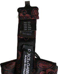 Dolce & Gabbana Dolce & Gabbana Burgundy Paisley Silk Adjustable Neck Papillon Bow Men's Tie