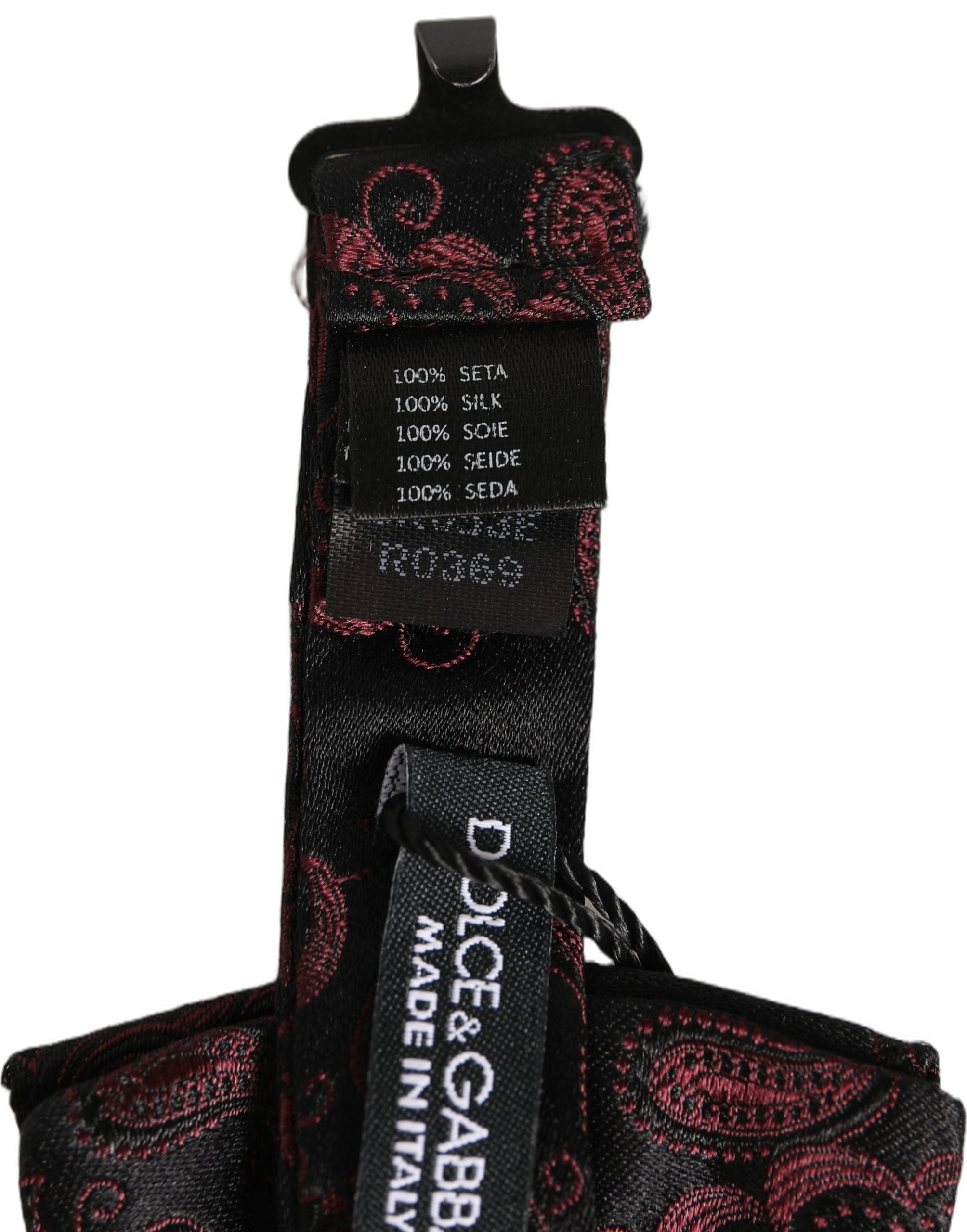 Dolce & Gabbana Dolce & Gabbana Burgundy Paisley Silk Adjustable Neck Papillon Bow Men's Tie