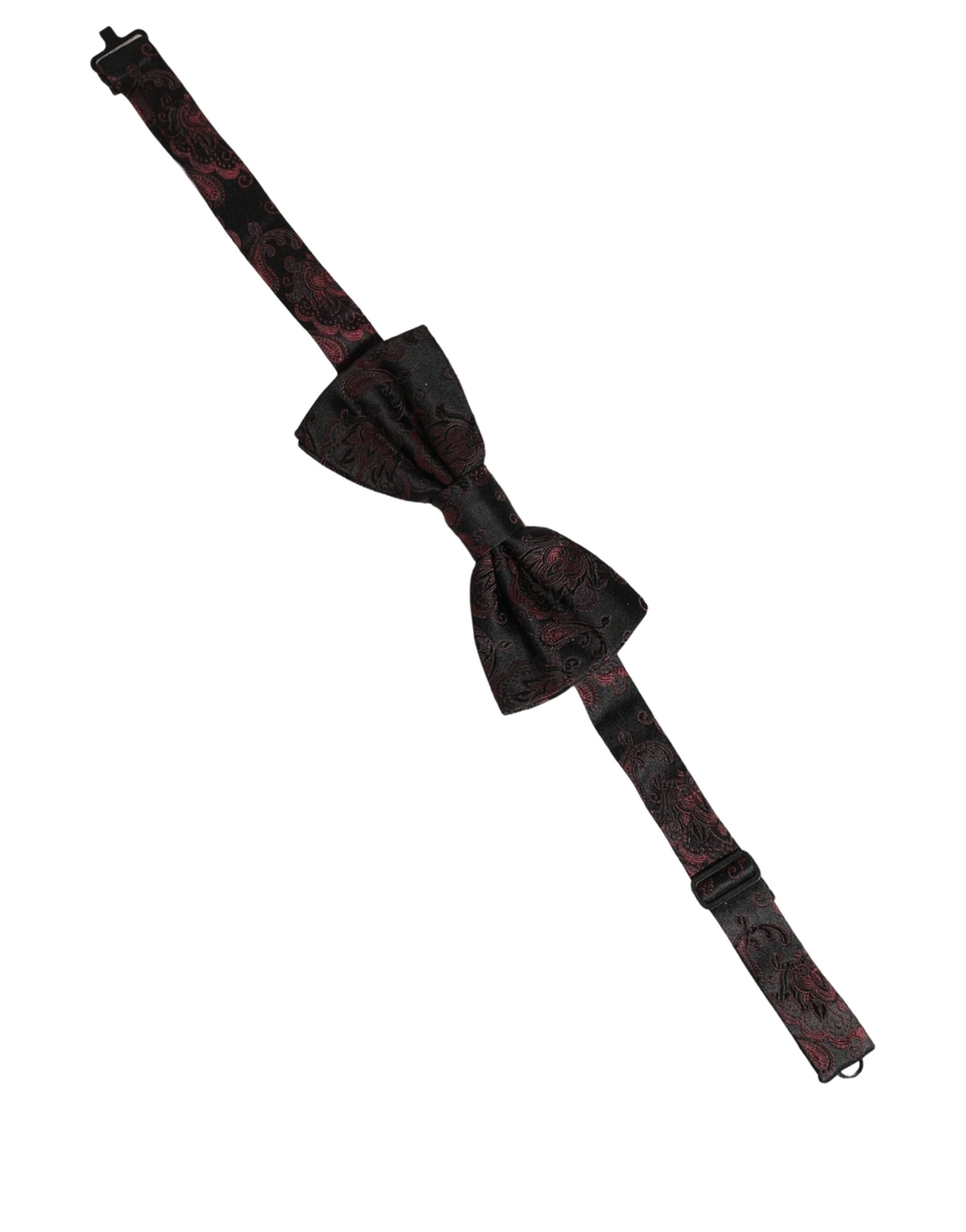 Dolce & Gabbana Dolce & Gabbana Burgundy Paisley Silk Adjustable Neck Papillon Bow Men's Tie