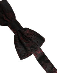 Dolce & Gabbana Dolce & Gabbana Burgundy Paisley Silk Adjustable Neck Papillon Bow Men's Tie