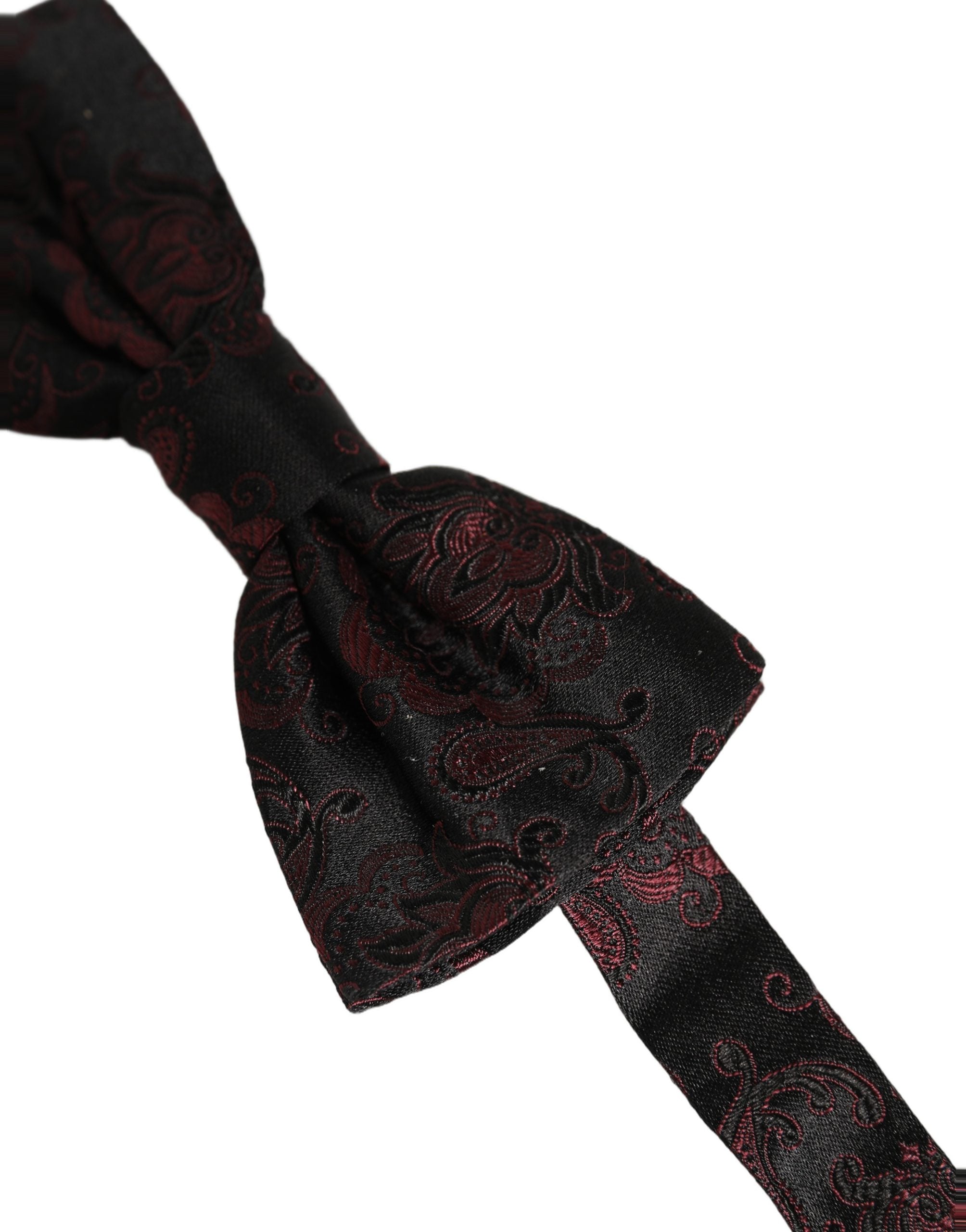 Dolce & Gabbana Dolce & Gabbana Burgundy Paisley Silk Adjustable Neck Papillon Bow Men's Tie