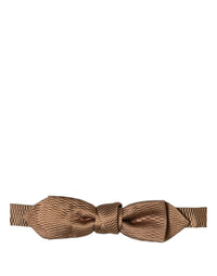 Dolce & Gabbana Dolce & Gabbana Men Brown Gold Silk Adjustable Neck Papillon Bow Men's Tie
