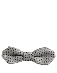 Dolce & Gabbana Dolce & Gabbana Men Silver Black Polka Dot Adjustable Neck Papillon Bow Men's Tie