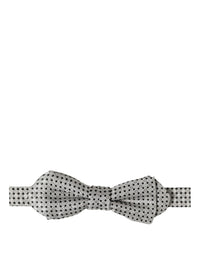 Dolce & Gabbana Dolce & Gabbana Men Silver Black Polka Dot Adjustable Neck Papillon Bow Men's Tie