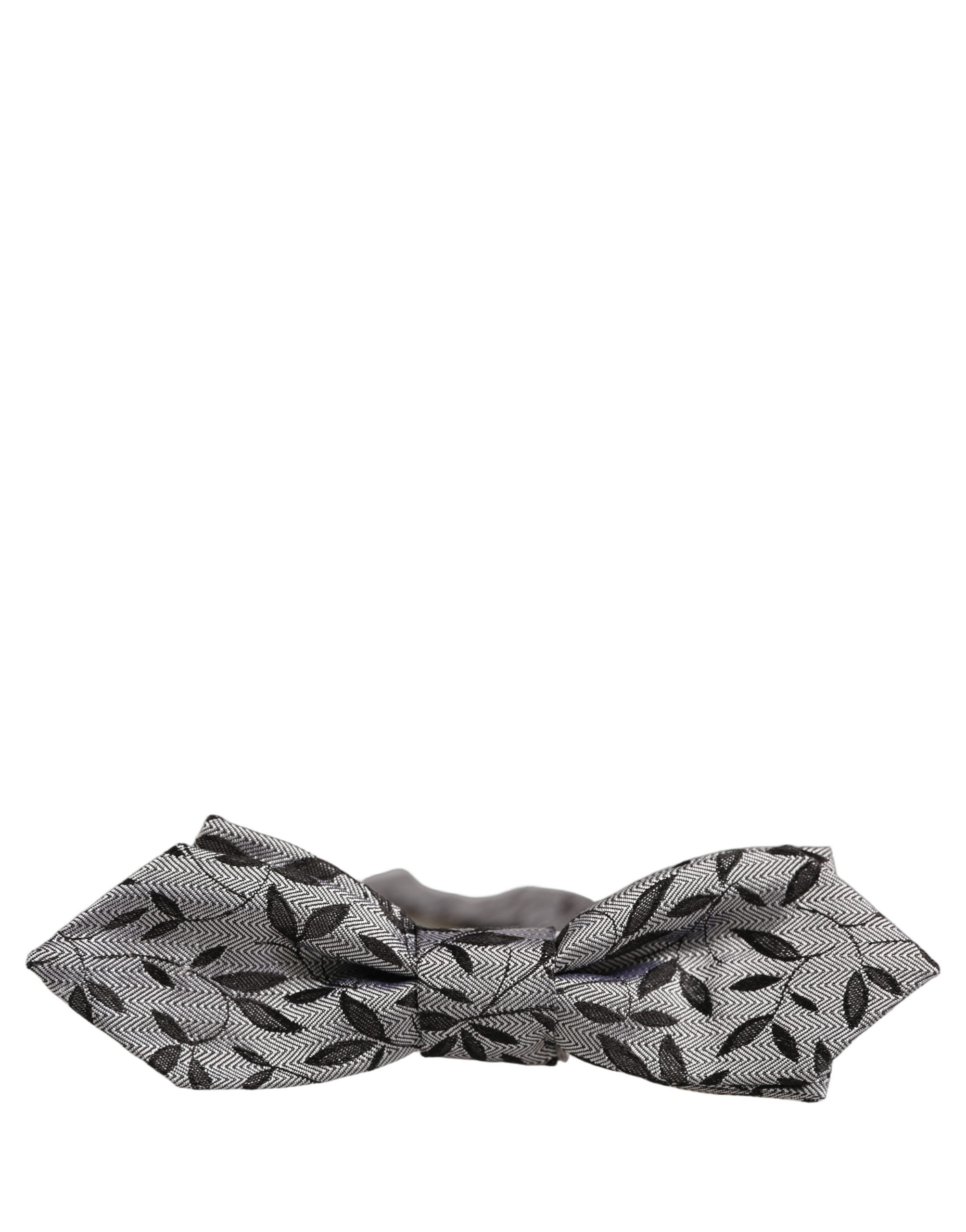 Dolce & Gabbana Dolce & Gabbana Men Gray Abstract Silk Adjustable Neck Papillon Bow Men's Tie