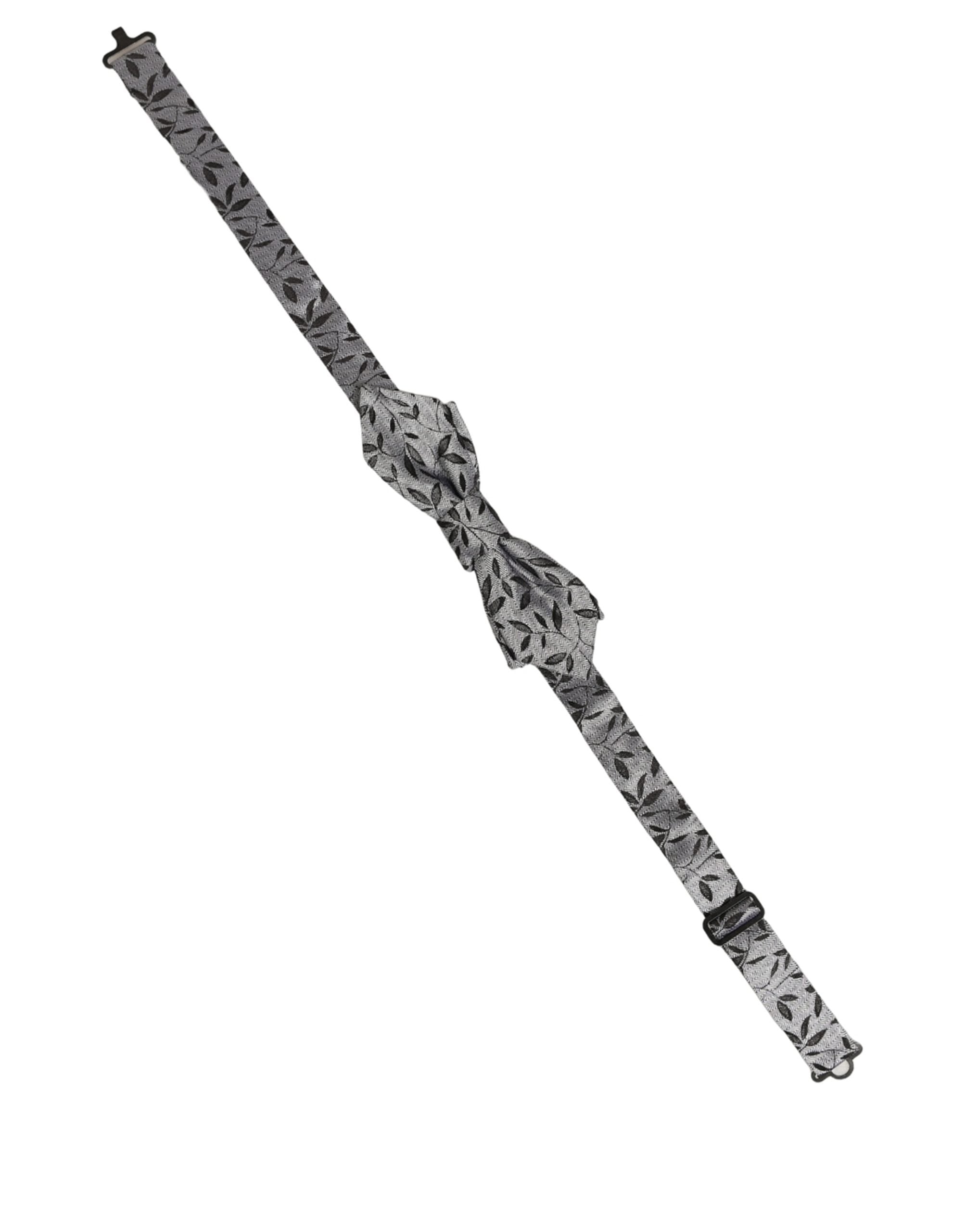 Dolce & Gabbana Dolce & Gabbana Men Gray Abstract Silk Adjustable Neck Papillon Bow Men's Tie