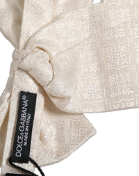 Dolce & Gabbana Dolce & Gabbana Men White Jacquard Silk Adjustable Neck Papillon Bow Men's Tie