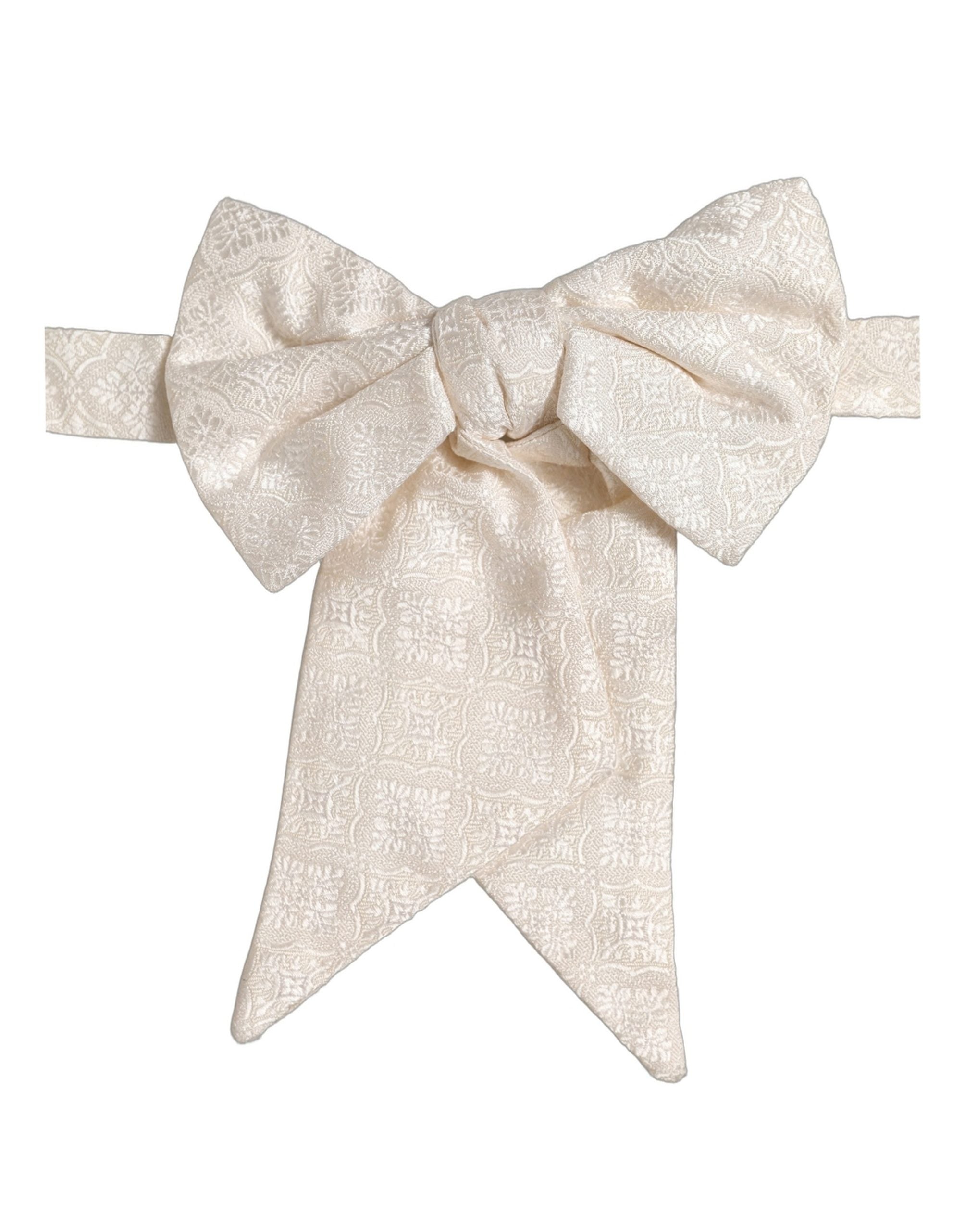 Dolce & Gabbana Dolce & Gabbana Men White Jacquard Silk Adjustable Neck Papillon Bow Men's Tie