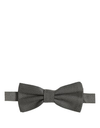 Dolce & Gabbana Dolce & Gabbana Men Gray Silk Patterned Adjustable Neck Papillon Bow Men's Tie