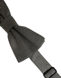 Dolce & Gabbana Dolce & Gabbana Men Gray Silk Patterned Adjustable Neck Papillon Bow Men's Tie
