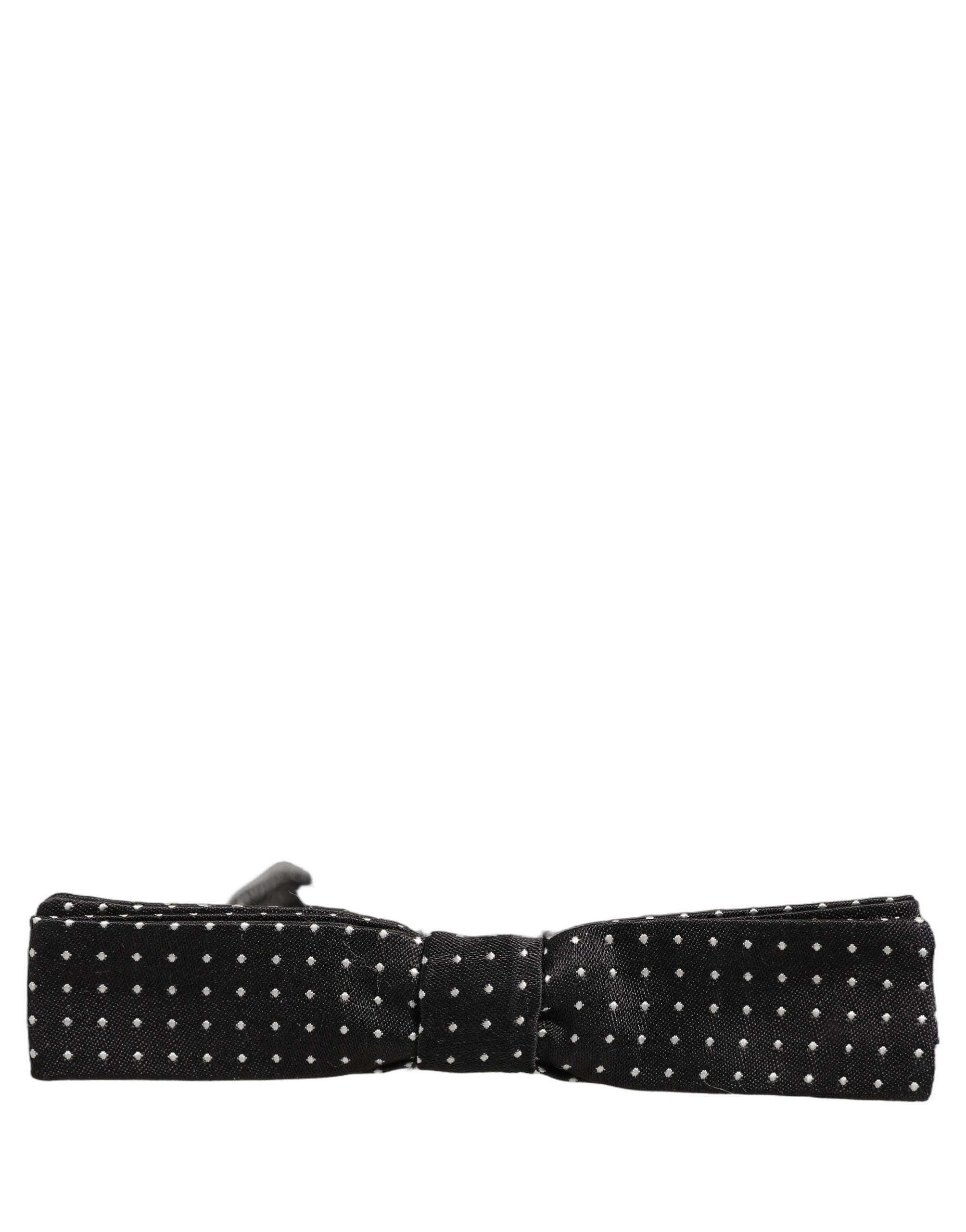 Dolce & Gabbana Dolce & Gabbana Black White Polka Dot Adjustable Neck Papillon Bow Men's Tie