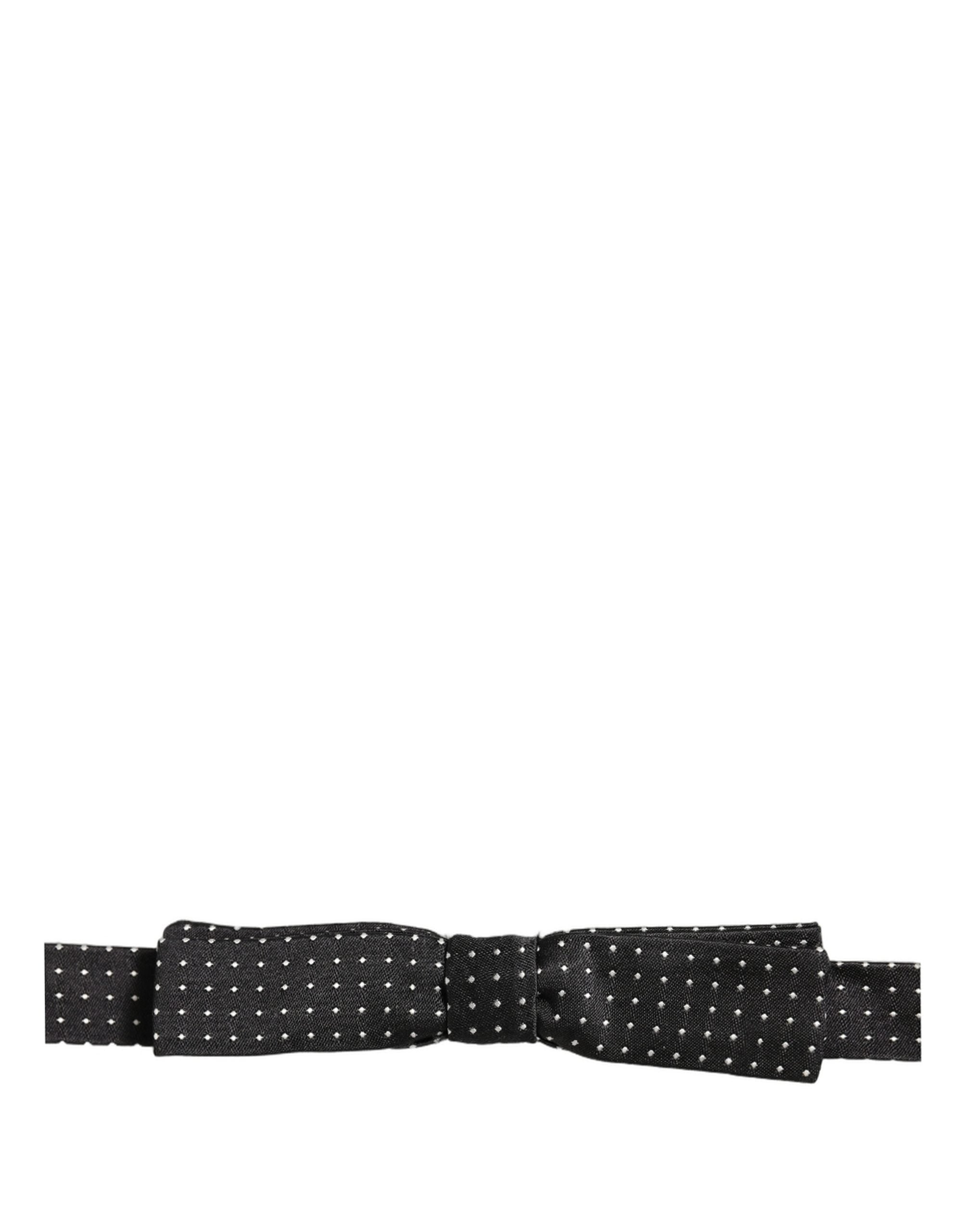 Dolce & Gabbana Dolce & Gabbana Black White Polka Dot Adjustable Neck Papillon Bow Men's Tie