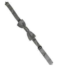 Dolce & Gabbana Dolce & Gabbana Men Gray Silk Patterned Adjustable Neck Papillon Bow Men's Tie