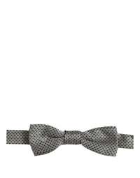 Dolce & Gabbana Dolce & Gabbana Men Gray Silk Patterned Adjustable Neck Papillon Bow Men's Tie